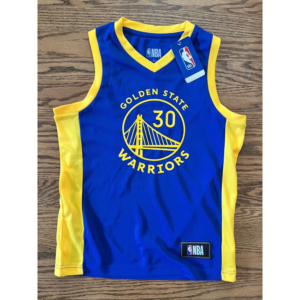 NBA Golden State Warriors Stephen Curry 30 Jersey Kids Medium Blue Yellow New